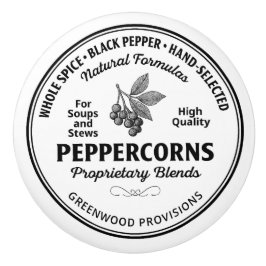 Pepparkornseriet etikett vintage typografi keramis knopp