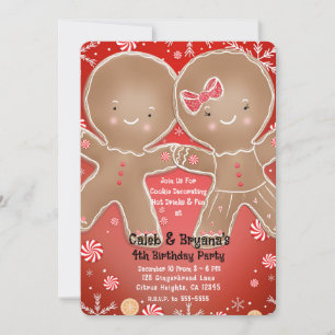 Pepparkots Pojke och Flicka Födelsedagsfest Inbjudningar