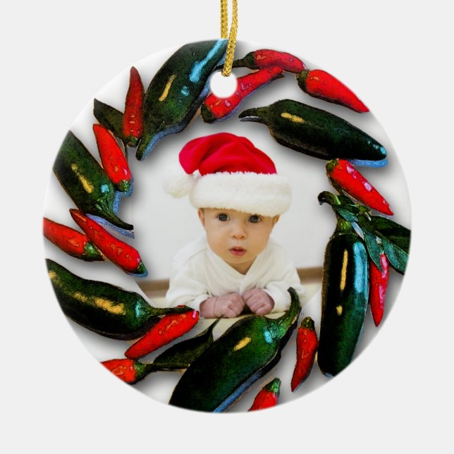 Pepparkranbaby första foto för jul julgransprydnad keramik (Framsidan)