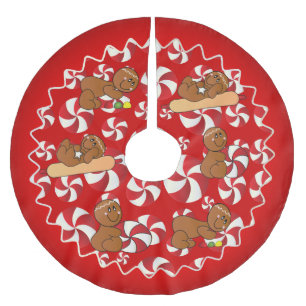 Pepparmint- & gelékaramelljulpepparkaksgubbar julgransmatta borstad polyester