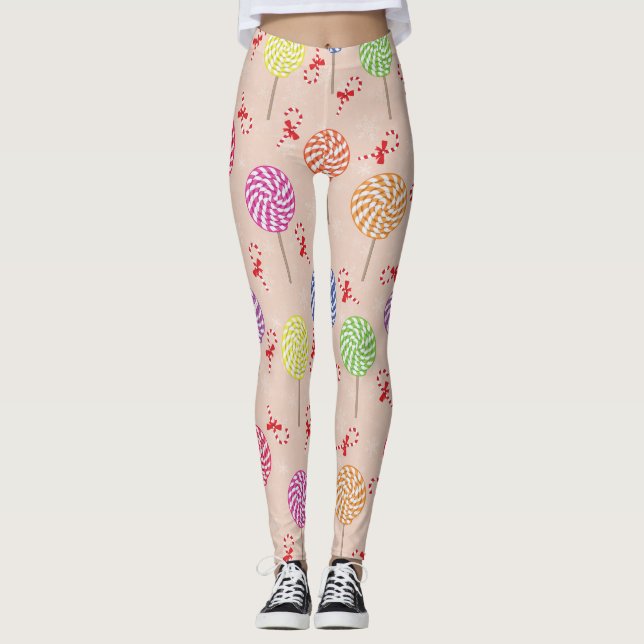 Pepparmint godis jul, godisstavar leggings (Framsida)