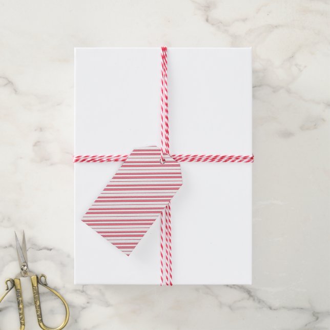 Pepparmint Jul Godisrandiga Streck Presentetikett (Med Snöre)