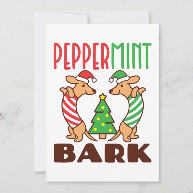Pepparmintbark Söt Jul Dachshund Doxie Julkort (Framsida)