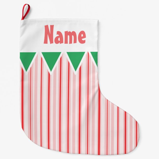 Pepparmynt/Candy cane-julstrumpor Stor Julstrumpa (Framsidan)