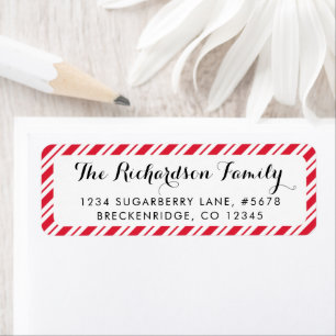 Pepparmynta Candy cane Rand jul Returadress Etikett