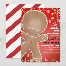 Pepparmynta Gingerbread Man Holiday Födelsedagsfes Inbjudningar