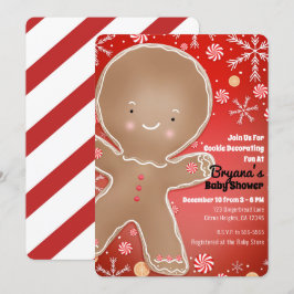 Pepparmynta Gingerbread Man Jul Babyshower Inbjudningar