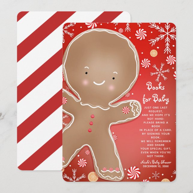 Pepparmynta Gingerbread Man Julbok Förfrågan Inbjudningar (Fram/baksida)