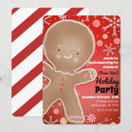 Pepparmynta Gingerbread Man Vinterfestfirande Inbjudningar