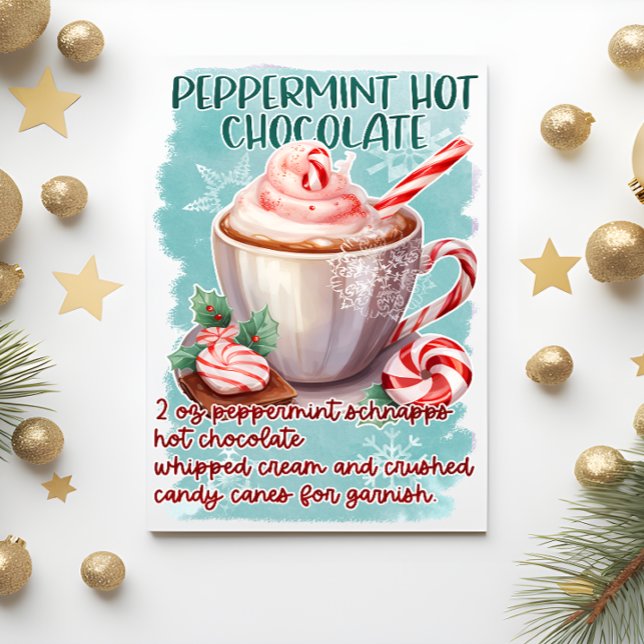 Pepparmynta Hot Chocolate Julhälsning Vykort (Skapare uppladdad)