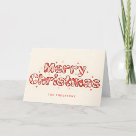 Pepparmynta Retro Script God Jul Helgkort