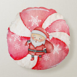 Pepparmynta Tomte - Juldekoration Rund Kudde