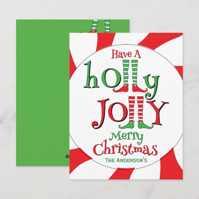 Pepparmynta Virvel Älg Julglad God Jul! Julkort (Fram/baksida)