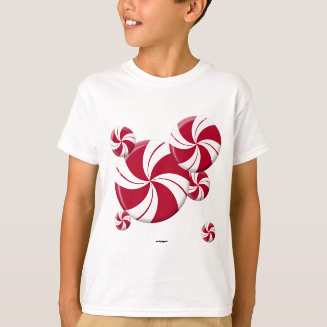 Pepparmynta Virvel Randig Godis T-shirt (Framsida)