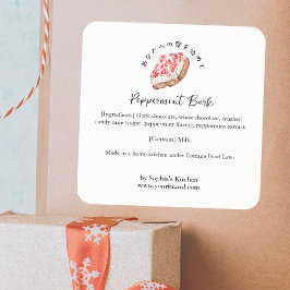 Pepparmyntsbark Vattenfärg Bageri Ingrediens Fyrkantigt Klistermärke