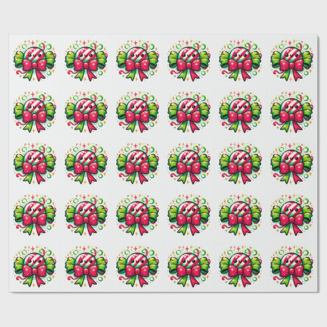 Pepparmyntsglädje: Höcklig Godis Karaktär Presentpapper (Platt)