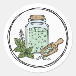 Pepparmyntskrubbetikett Illustration | Mint Spa Runt Klistermärke