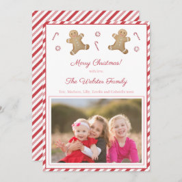 Pepparmyntsränder Pepparkaksgubbe Röd Rosa Bild Julkort