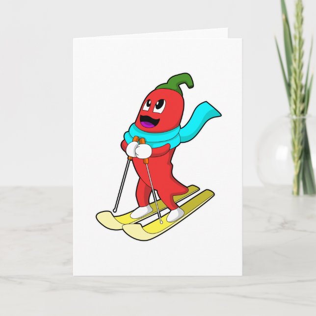 Pepper as Skier med Ski Kort (Framsida)
