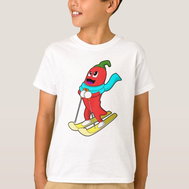 Pepper as Skier med Ski T Shirt (Framsida)