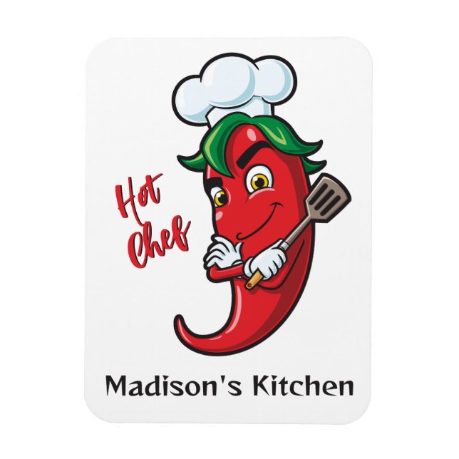 Pepper Chef för Hetten Anpassat namn och text Magnet (Vertikal)