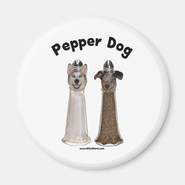 Pepper-Hund och Salty-Hund Magnet (Framsidan)