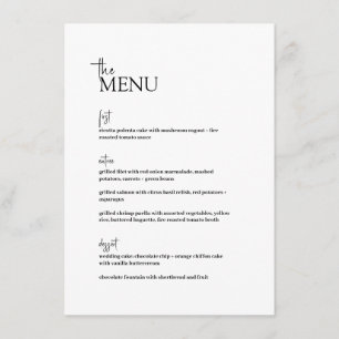 Pepper ・ Modern minimalistisk Bröllop ・ Svartvit Meny