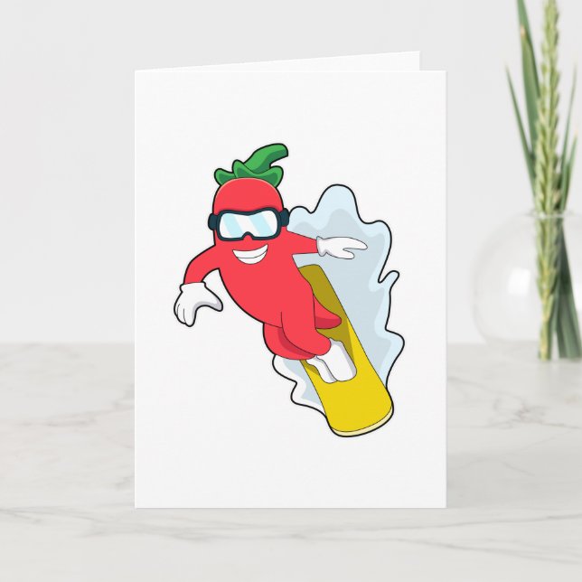 Pepper på snowboard med snöskoter kort (Framsida)