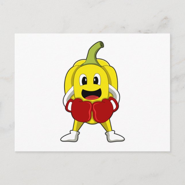 Pepper som boxare med boxhandskar vykort (Framsida)