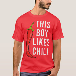Pepper Spicy Food Funny som säger Boy Likes Chili T Shirt