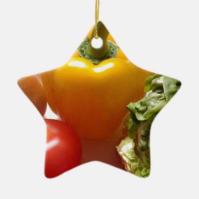 Pepper Tomater Vegetables Lettuce Healthy Food Julgransprydnad Keramik (Framsidan)