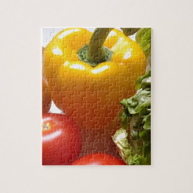 Pepper Tomater Vegetables Lettuce Healthy Food Pussel (Vertikal)