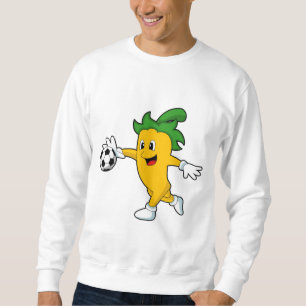 Pepper Vegan som fotbollsspelare med fotboll.PNG Lång Ärmad Tröja