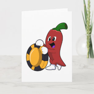 Pepper vid Poker med Poker chip Kort