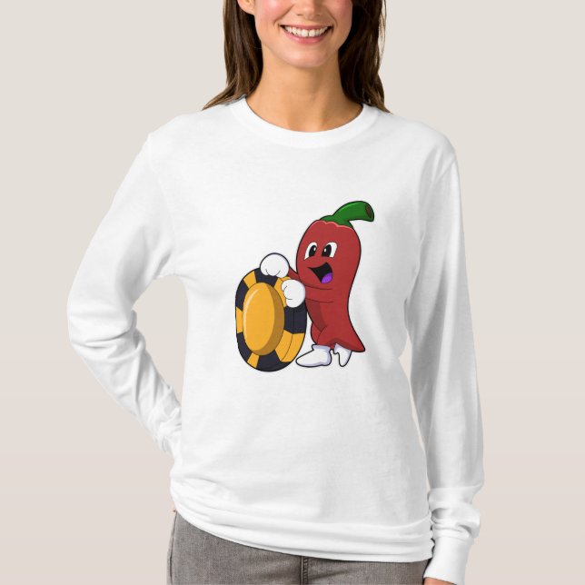 Pepper vid Poker med Poker chip T Shirt (Framsida)