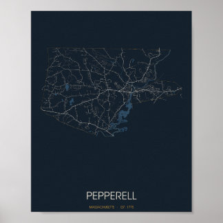 Pepperell Massachusetts Gatukarta Affisch (Natt)