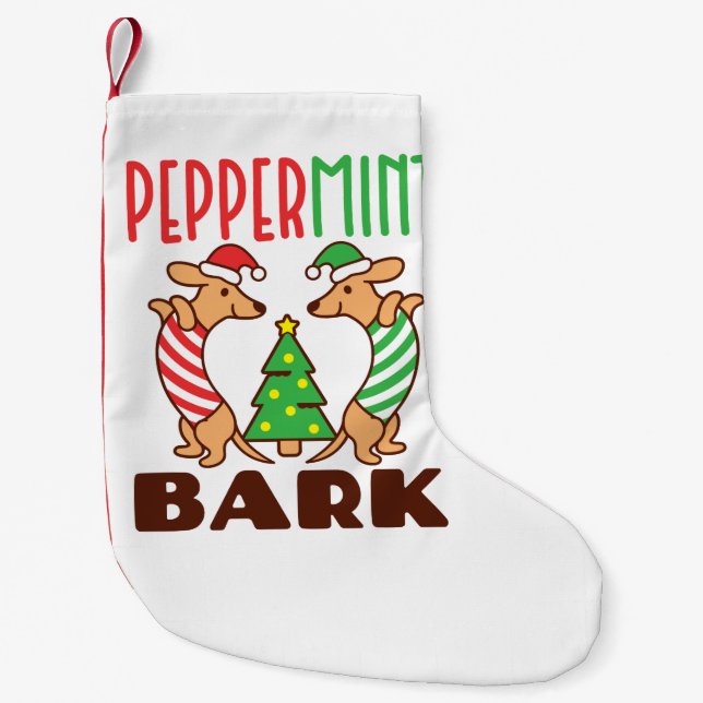 Peppermint Bark Cute Jul Dachshund Doxie Liten Julstrumpa (Framsidan)