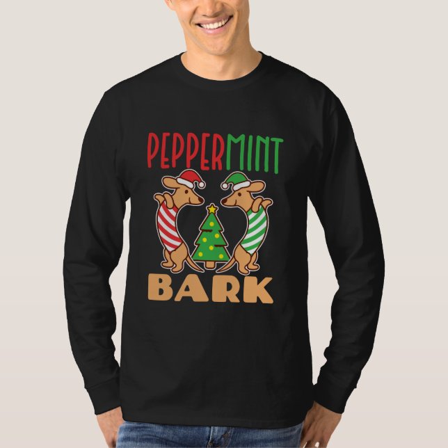 Peppermint Bark jul Dachshund Hund T Shirt (Framsida)