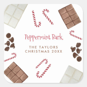 Peppermint Bark Recipe Kit Helgdag Gift Fyrkantigt Klistermärke