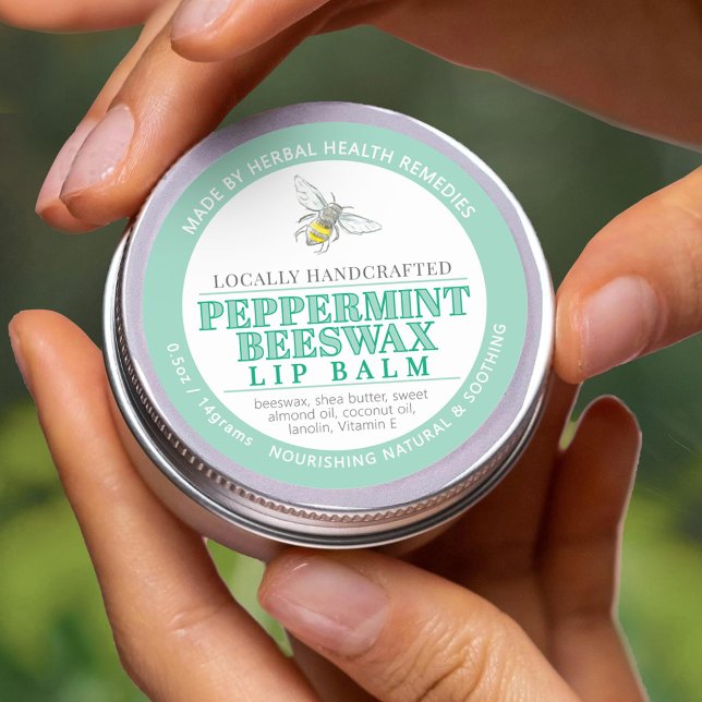 Peppermint beeswax hand balm salva grönt etikett (Skapare uppladdad)