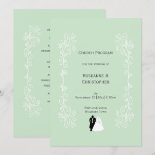 Peppermint Bride and Groom Scrollwork Bröllop Program