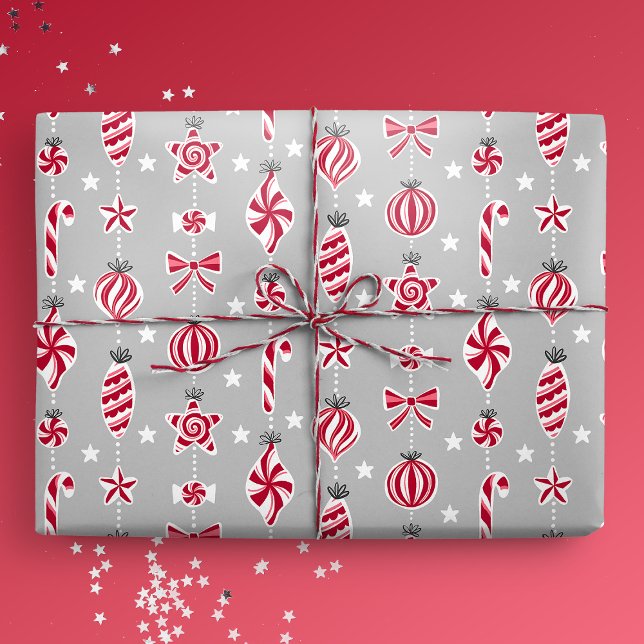 Peppermint Candy Baubles Presentpapper (Gift Mockup)