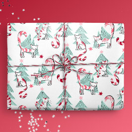 Peppermint Candy Cats och Julgranar Presentpapper