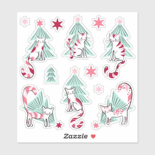 Peppermint Candy Cats Sticker Lakan Klistermärken (Ark)