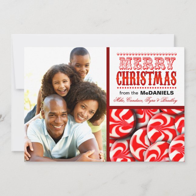 Peppermint Candy God jul Photo Collage Julkort (Framsida)