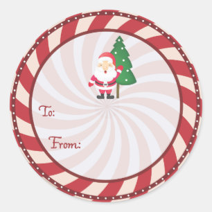 Peppermint candy-julklapp märkre Sticker Runt Klistermärke