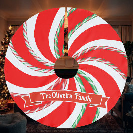 Peppermint Candy med ditt namn Julgransmatta Borstad Polyester