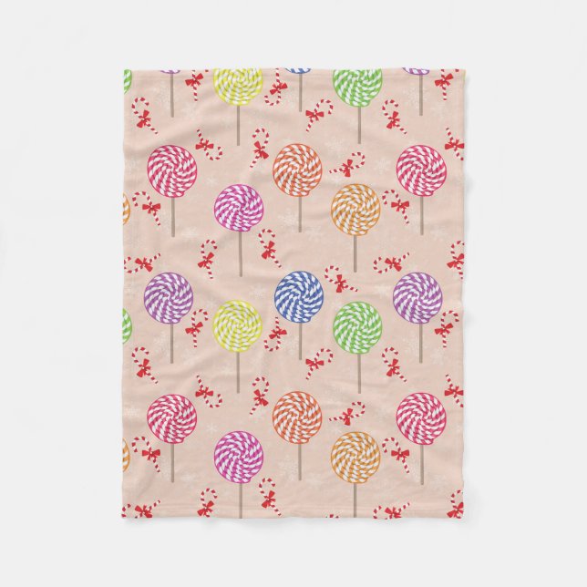 Peppermint Candy Mints jul, polkagrisar Fleecefilt (Framsidan)