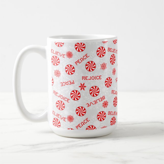 Peppermint candy och inspirerande ord kaffemugg (Vänster)
