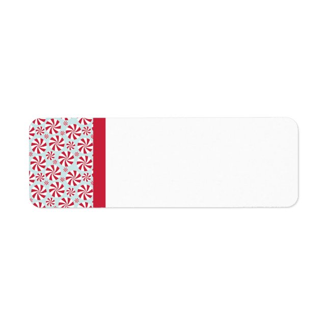 Peppermint Candy Red and Blue Helgdag Returadress Etikett (Framsidan)